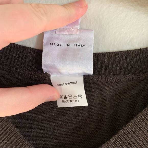 Angelo Tarlazzi Dark Brown Oversized V-Neck Sweater sz 6 - Picture 5 of 7